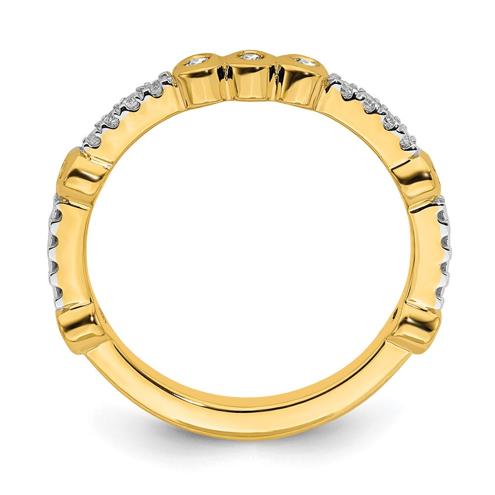 Alternate view of the 2mm 14k Yellow Gold White Topaz & .08 Ctw Diamond Stackable Band by The Black Bow Jewelry Co.