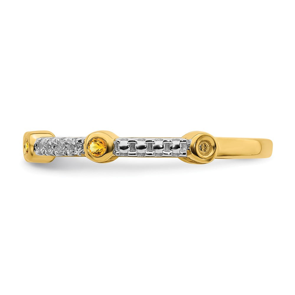 Alternate view of the 2mm 14k Yellow Gold Citrine & .08 Ctw Diamond Stackable Band by The Black Bow Jewelry Co.