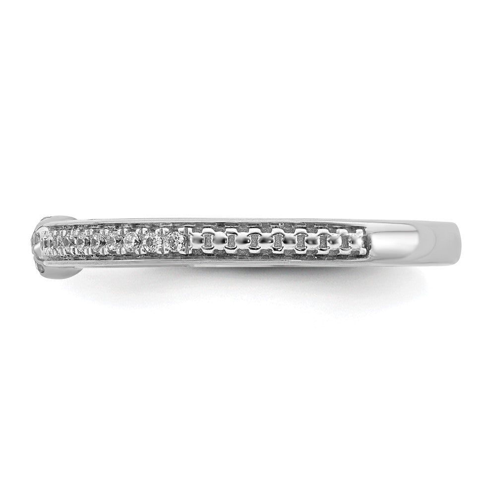 Alternate view of the 14k White Gold, White Topaz & 1/8 Ctw Diamond Stackable Ring by The Black Bow Jewelry Co.