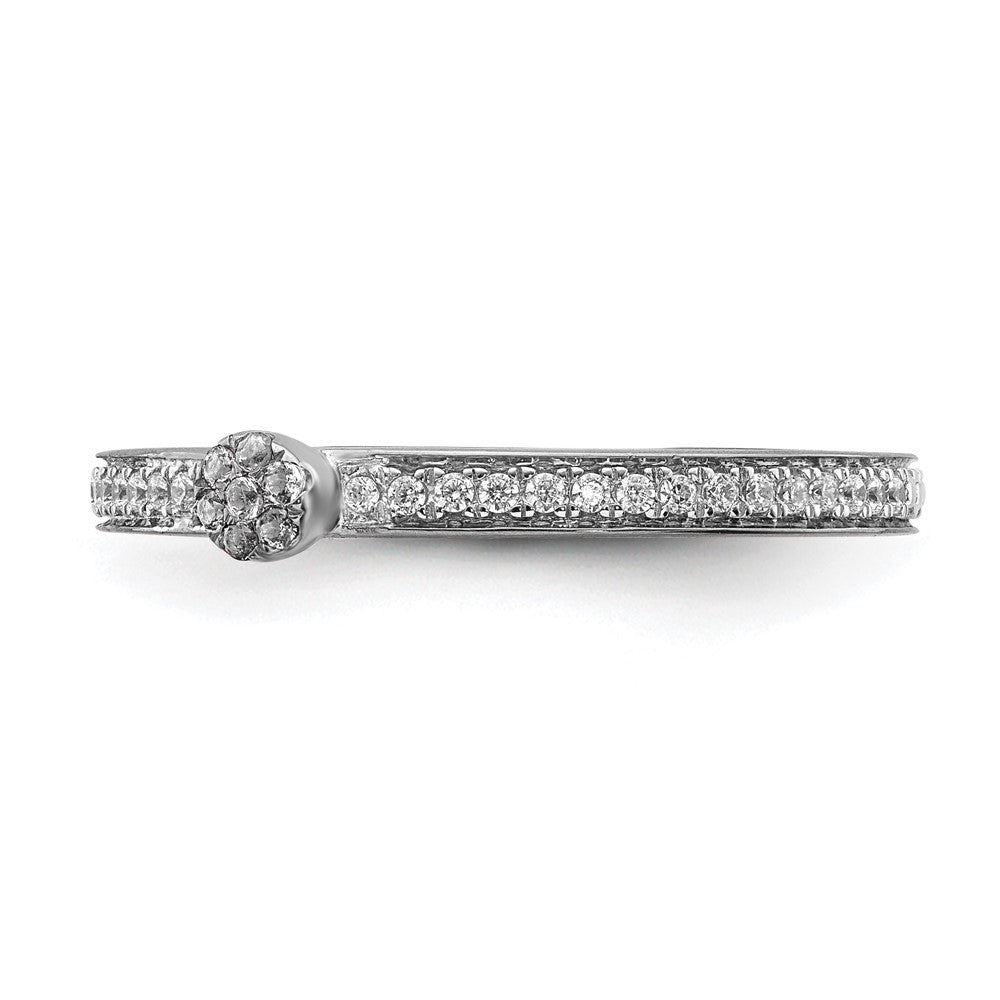Alternate view of the 14k White Gold, White Topaz & 1/8 Ctw Diamond Stackable Ring by The Black Bow Jewelry Co.