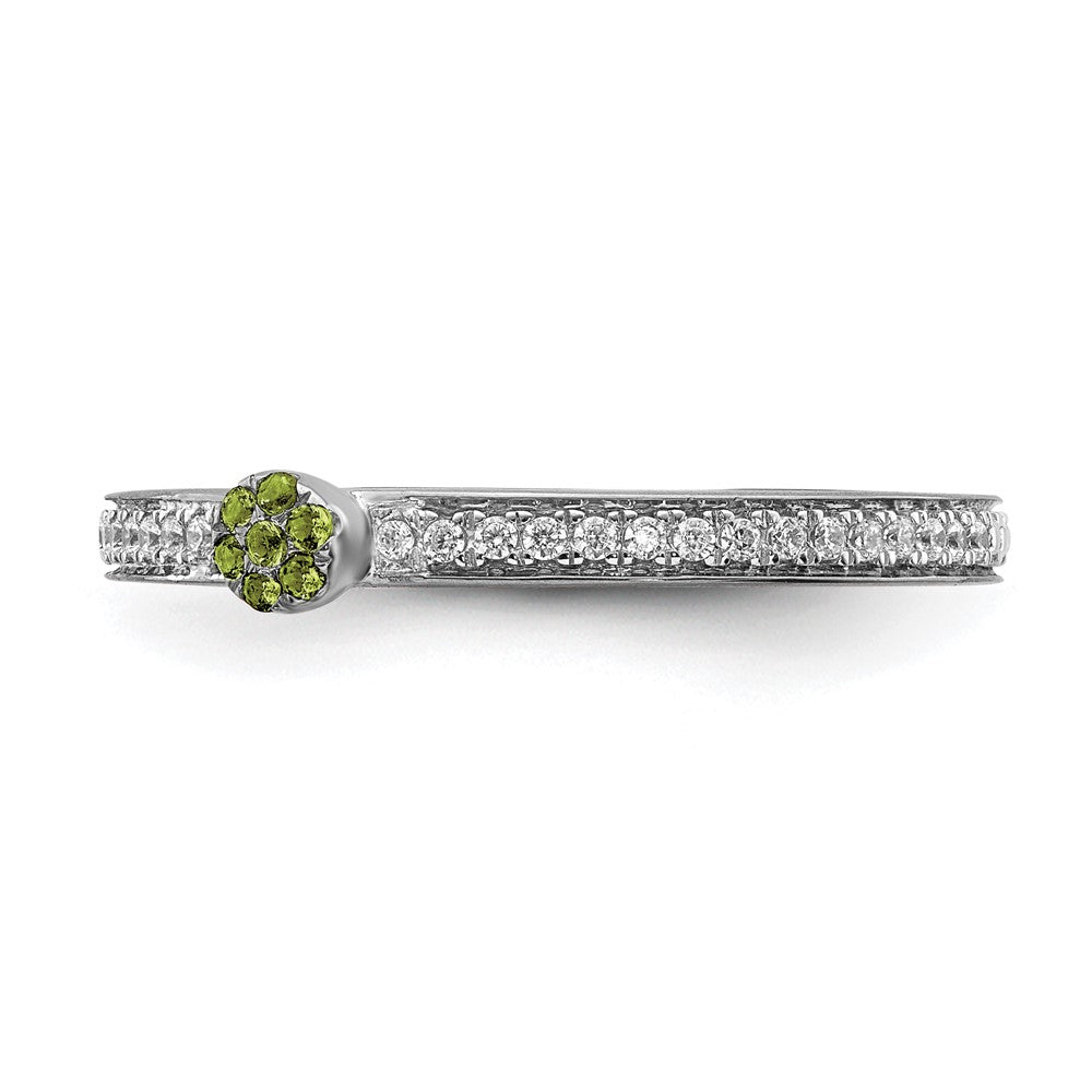 Alternate view of the 14k White Gold, Peridot & 1/8 Ctw Diamond Stackable Ring by The Black Bow Jewelry Co.