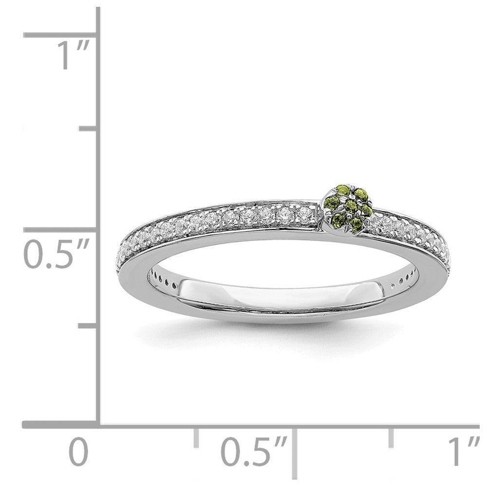 Alternate view of the 14k White Gold, Peridot & 1/8 Ctw Diamond Stackable Ring by The Black Bow Jewelry Co.