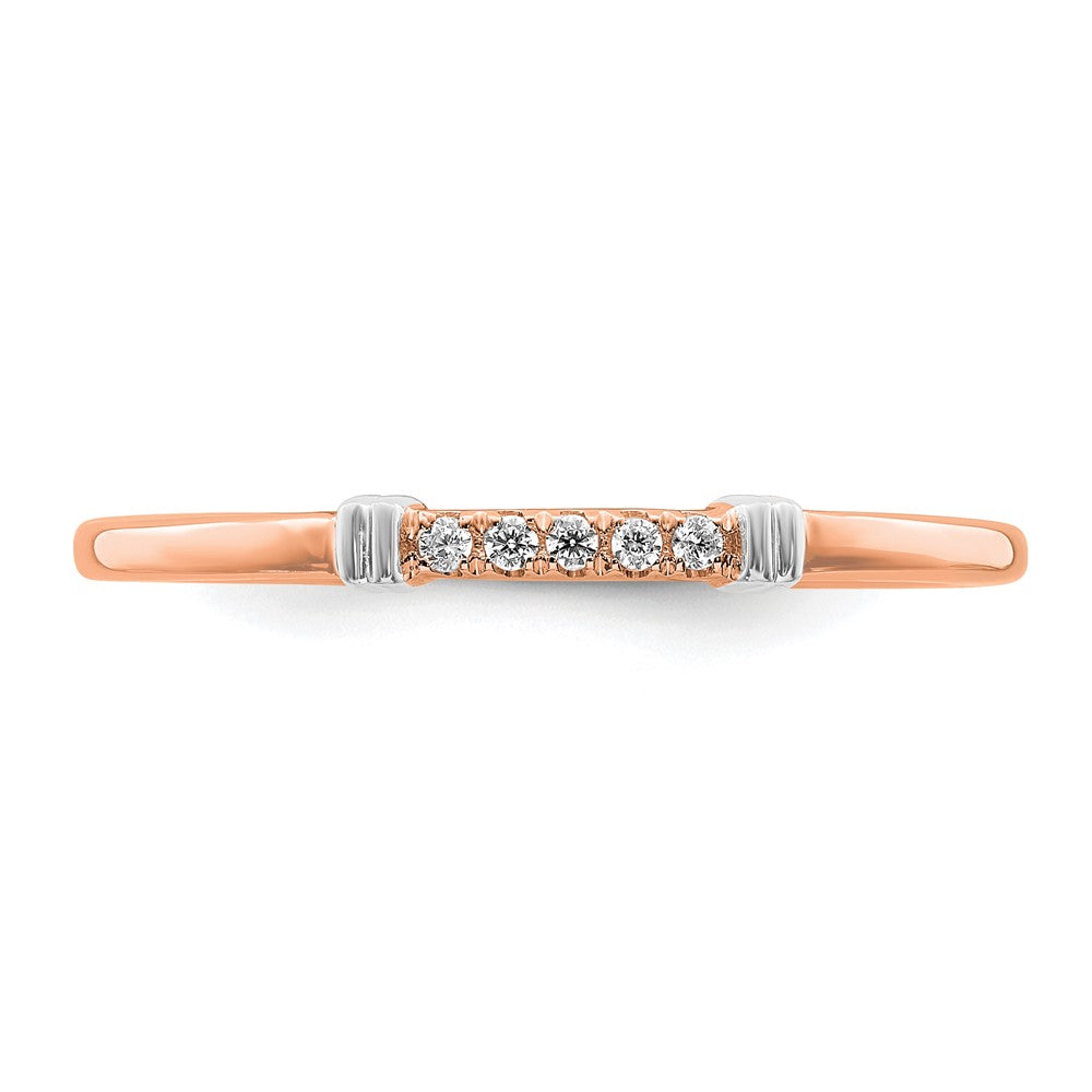 Alternate view of the 1.5mm 14k Rose & White Gold .04 Ctw Diamond Stackable Band, Size 5 by The Black Bow Jewelry Co.