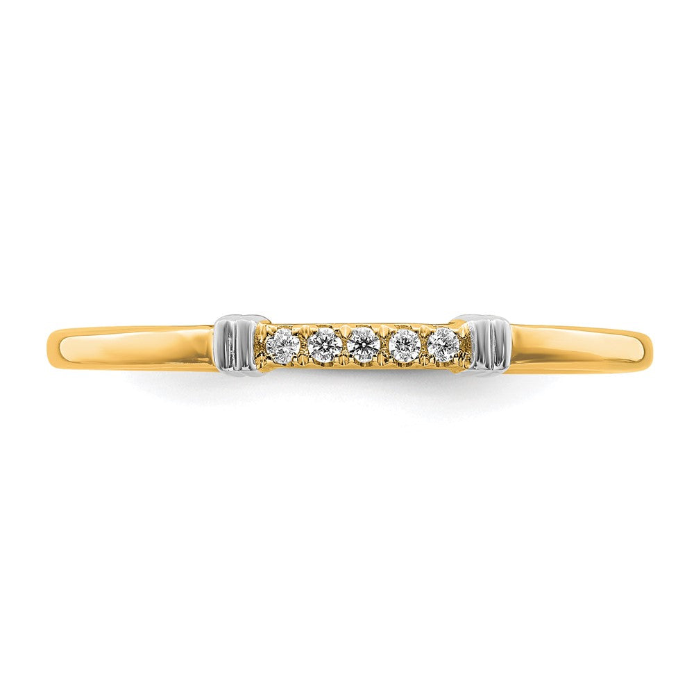Alternate view of the 1.5mm 14k Yellow & White Gold .04 Ctw Diamond Stackable Band, Size 5 by The Black Bow Jewelry Co.