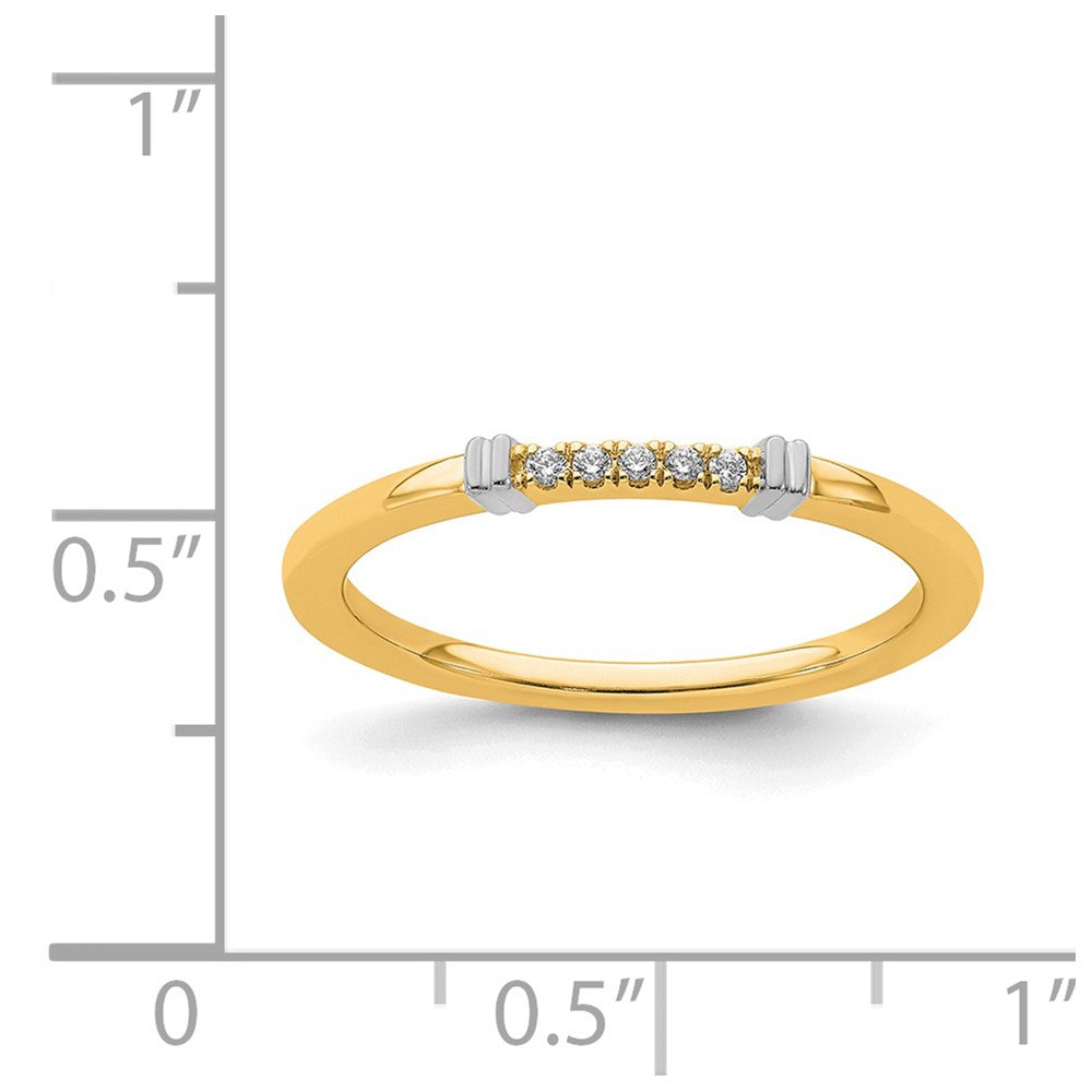 Alternate view of the 1.5mm 14k Yellow & White Gold .04 Ctw Diamond Stackable Band, Size 5 by The Black Bow Jewelry Co.