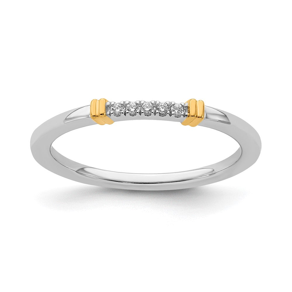 1.5mm 14k White & Yellow Gold .04 Ctw Diamond Stackable Band, Item R11400 by The Black Bow Jewelry Co.