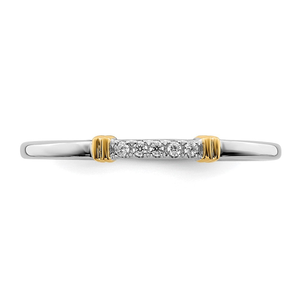 Alternate view of the 1.5mm 14k White & Yellow Gold .04 Ctw Diamond Stackable Band by The Black Bow Jewelry Co.