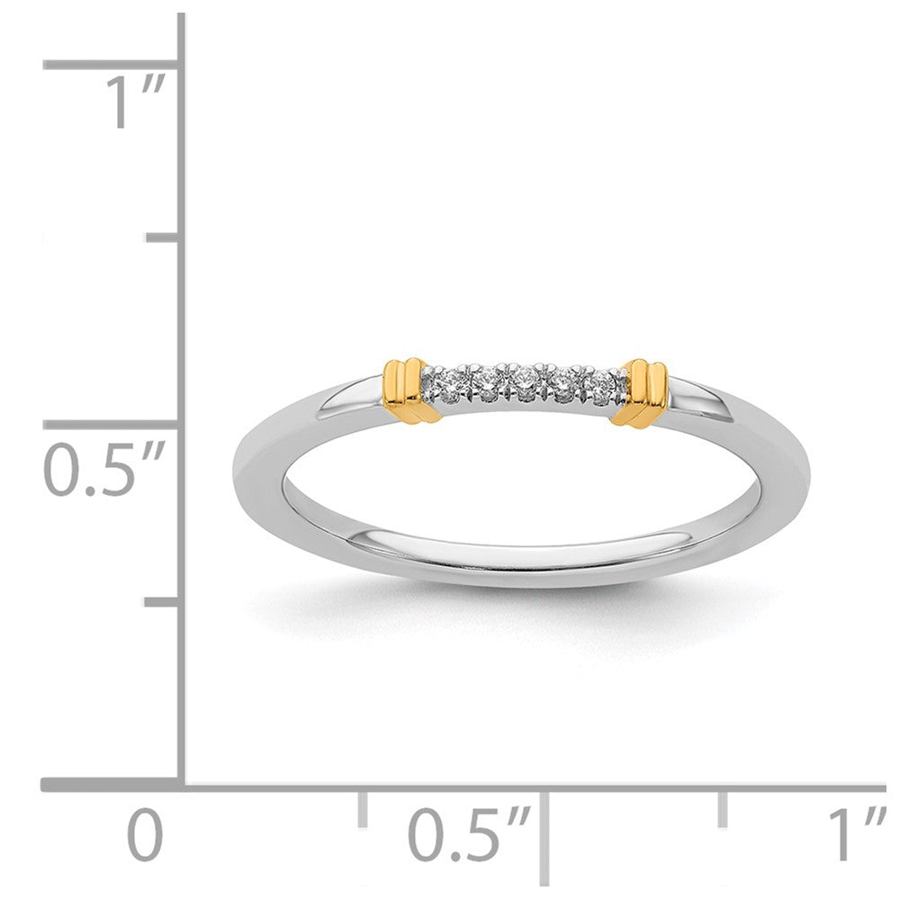 Alternate view of the 1.5mm 14k White & Yellow Gold .04 Ctw Diamond Stackable Band, Size 5 by The Black Bow Jewelry Co.