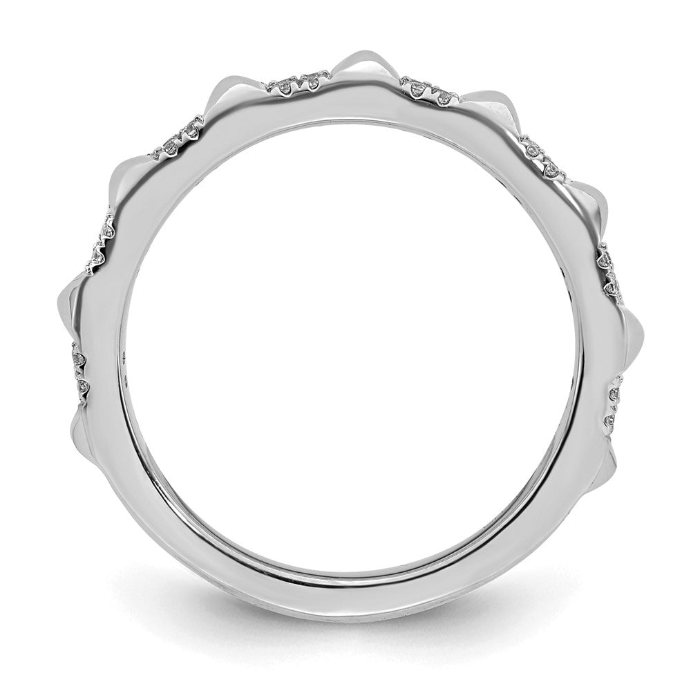 Alternate view of the 2.25mm 14k White Gold 1/8 Ctw Diamond Stackable Pyramid Band by The Black Bow Jewelry Co.