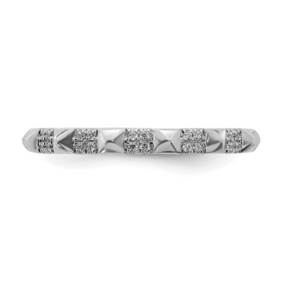 Alternate view of the 2.25mm 14k White Gold 1/8 Ctw Diamond Stackable Pyramid Band by The Black Bow Jewelry Co.