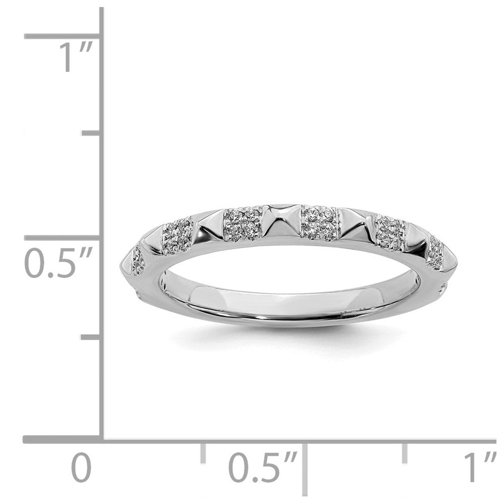 Alternate view of the 2.25mm 14k White Gold 1/8 Ctw Diamond Stackable Pyramid Band by The Black Bow Jewelry Co.