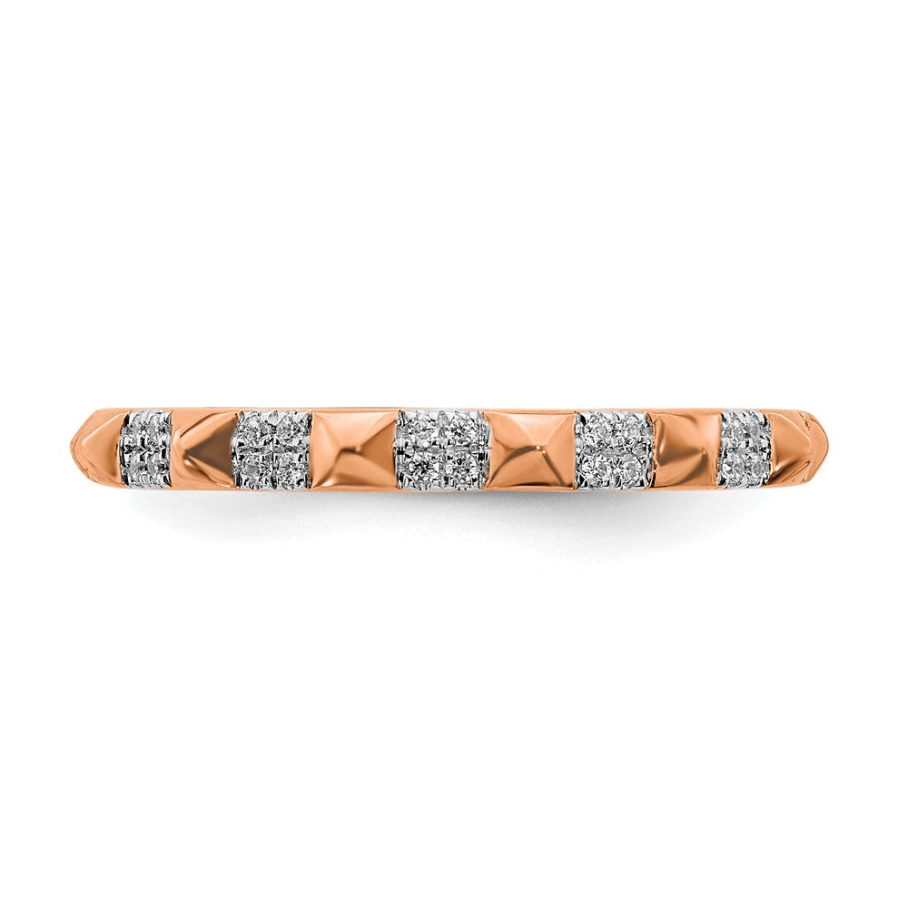 Alternate view of the 2.25mm 14k Rose Gold 1/8 Ctw Diamond Stackable Pyramid Band by The Black Bow Jewelry Co.