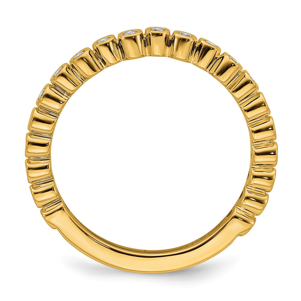Alternate view of the 2.5mm 14k Yellow Gold 1/10 Ctw Diamond Stackable Band by The Black Bow Jewelry Co.