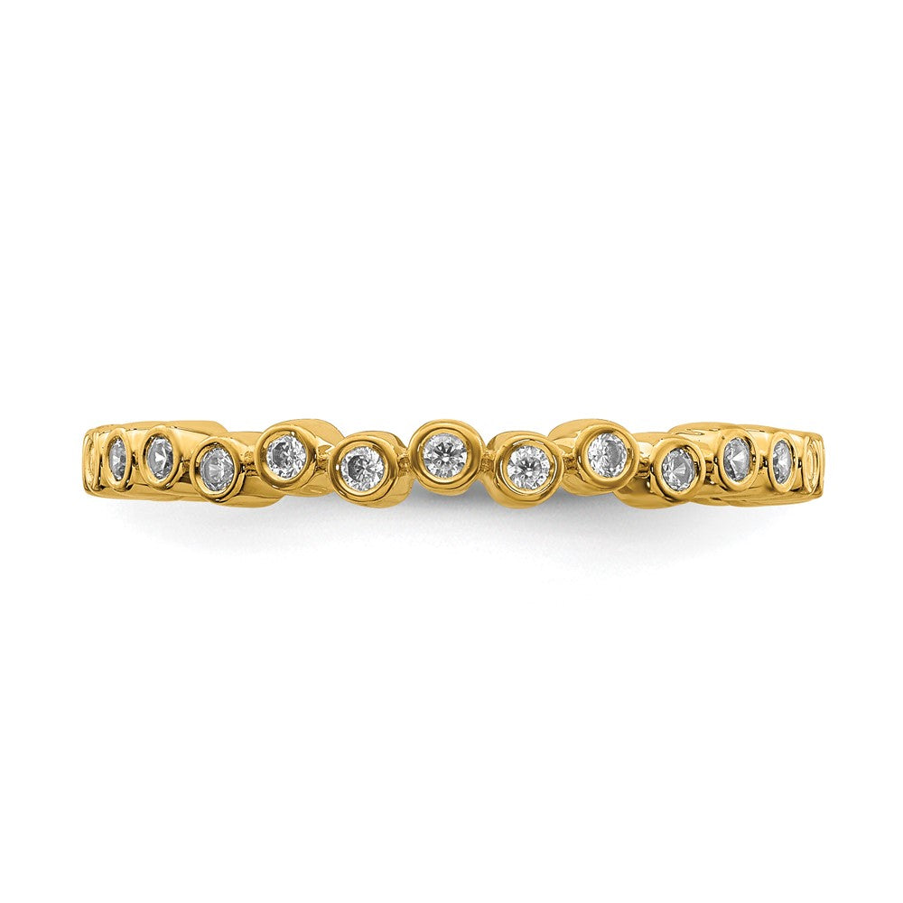Alternate view of the 2.5mm 14k Yellow Gold 1/10 Ctw Diamond Stackable Band by The Black Bow Jewelry Co.