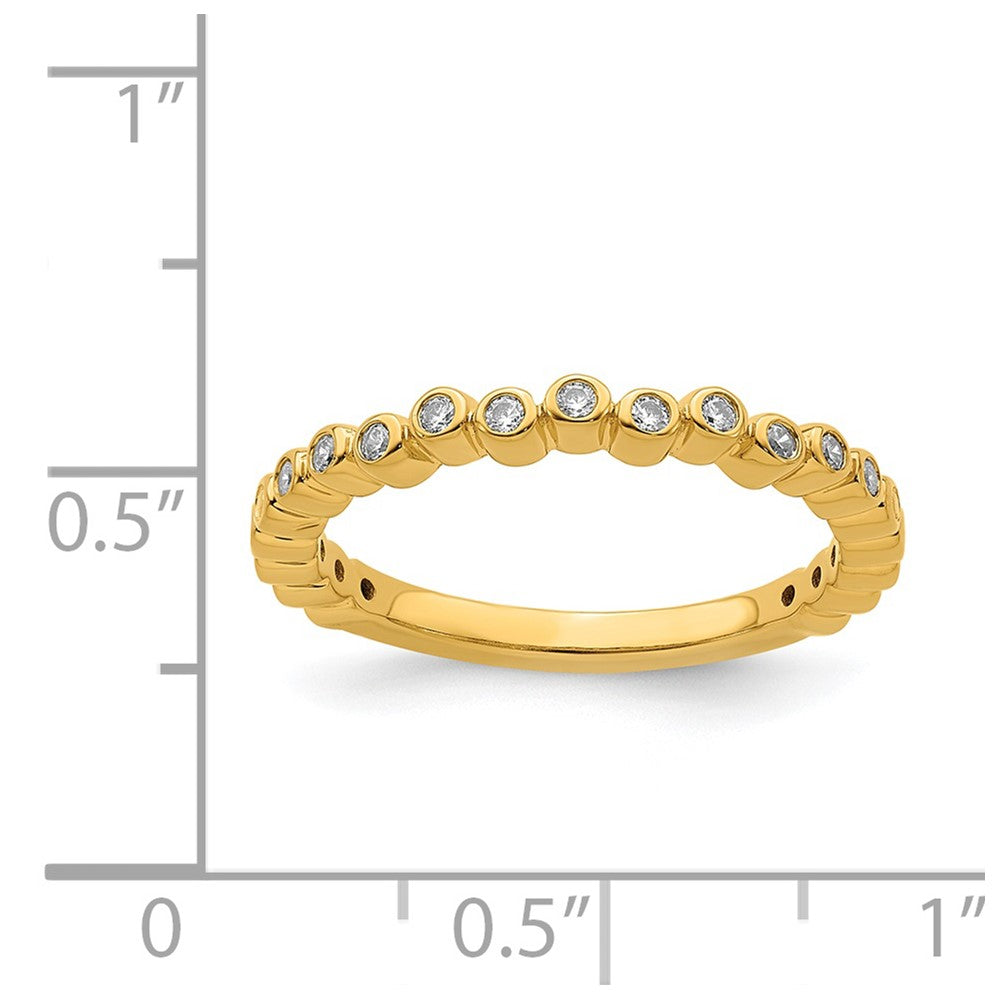 Alternate view of the 2.5mm 14k Yellow Gold 1/10 Ctw Diamond Stackable Band by The Black Bow Jewelry Co.