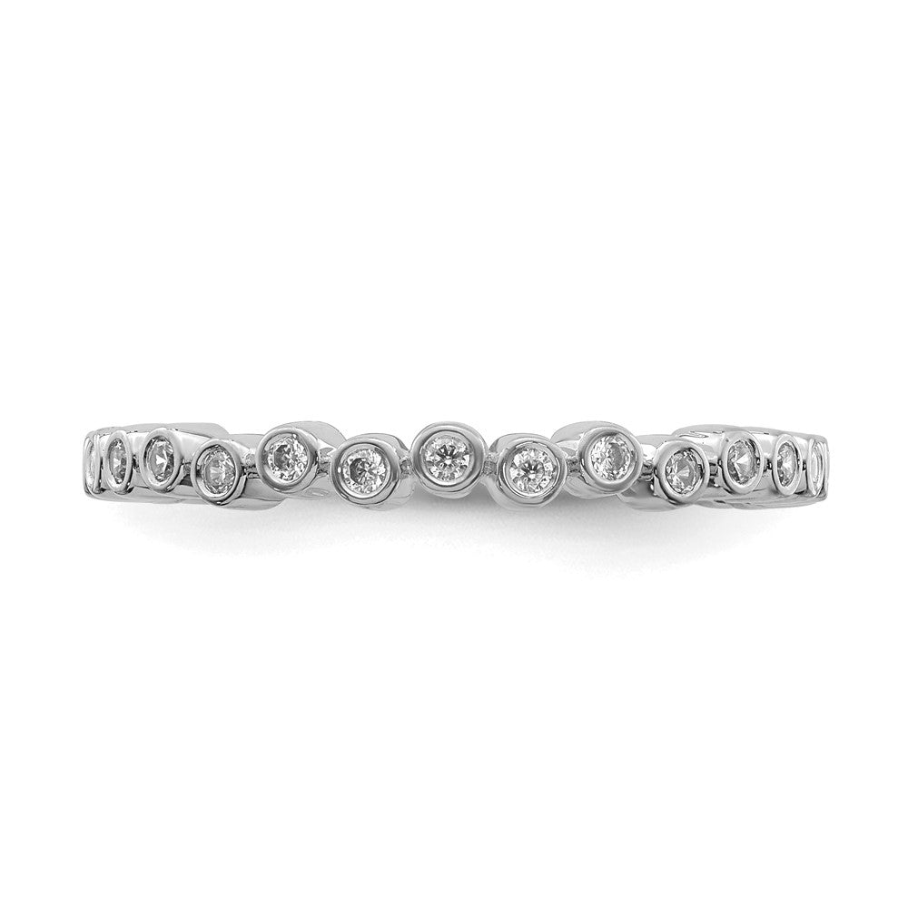 Alternate view of the 2.5mm 14k White Gold 1/10 Ctw Diamond Stackable Band by The Black Bow Jewelry Co.