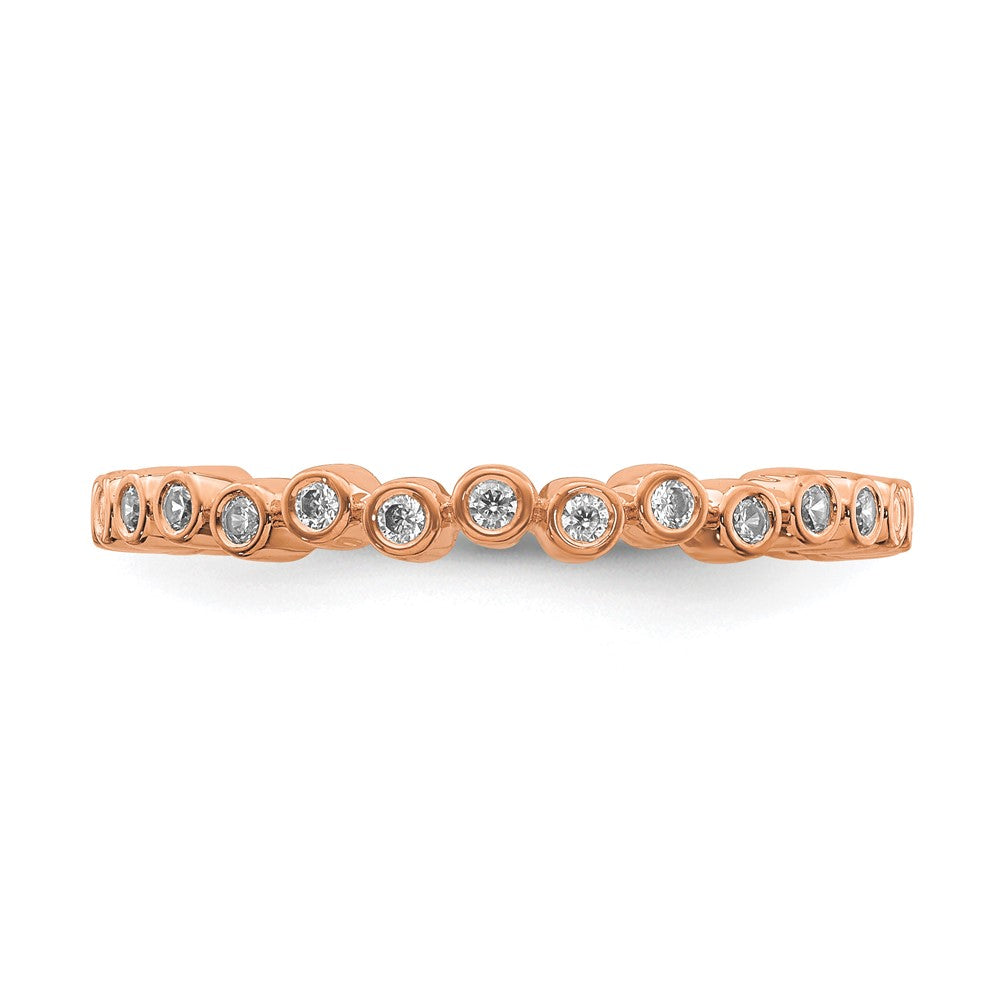 Alternate view of the 2.5mm 14k Rose Gold 1/10 Ctw Diamond Stackable Band, Size 5 by The Black Bow Jewelry Co.