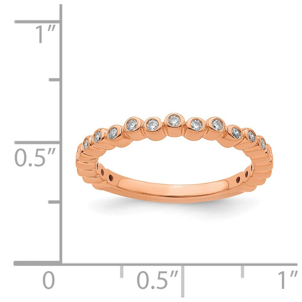 Alternate view of the 2.5mm 14k Rose Gold 1/10 Ctw Diamond Stackable Band, Size 5 by The Black Bow Jewelry Co.