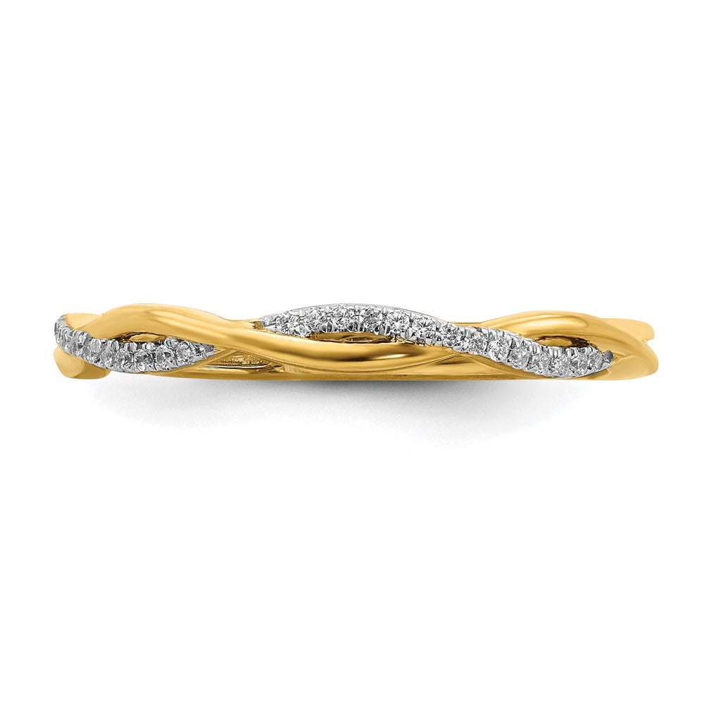 Alternate view of the 2mm 14k Yellow Gold 1/15 Ctw Diamond Stackable Twist Band by The Black Bow Jewelry Co.