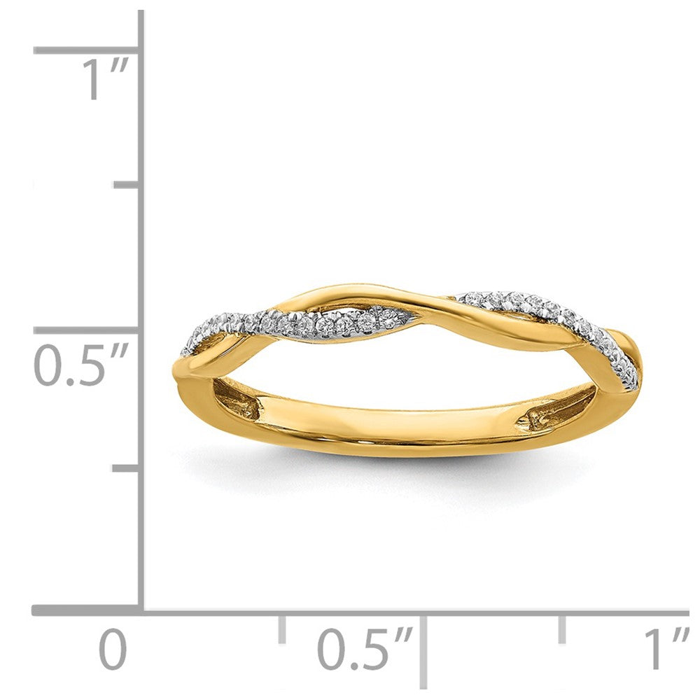 Alternate view of the 2mm 14k Yellow Gold 1/15 Ctw Diamond Stackable Twist Band by The Black Bow Jewelry Co.