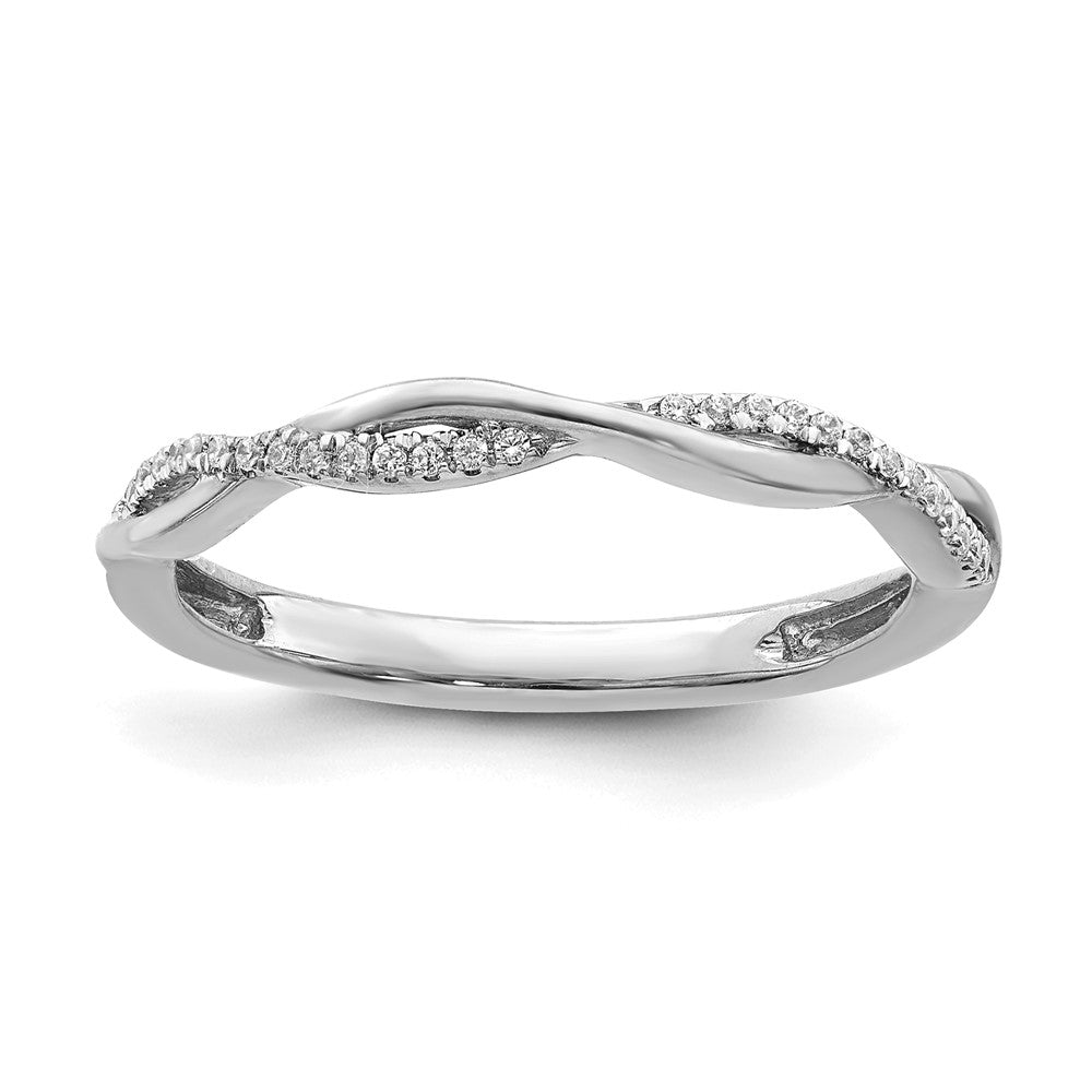 2mm 14k White Gold 1/15 Ctw Diamond Stackable Twist Band, Item R11408 by The Black Bow Jewelry Co.