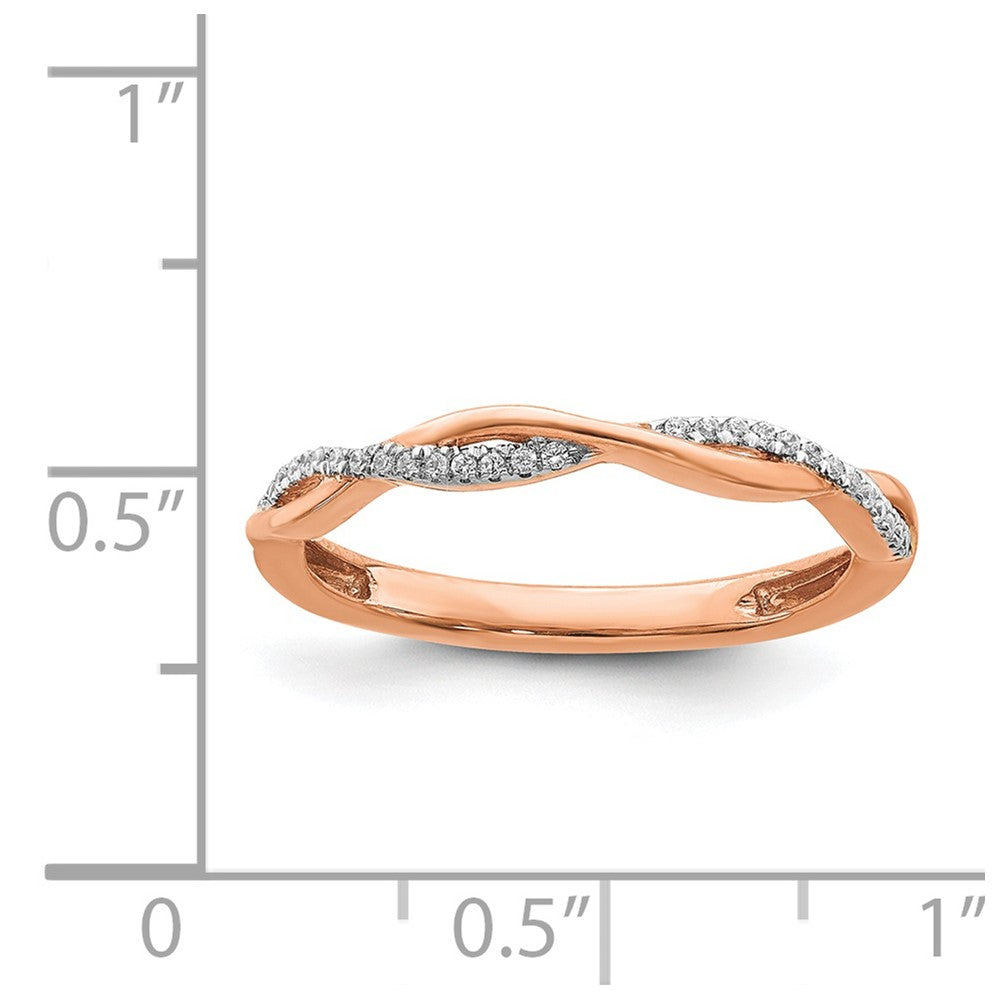 Alternate view of the 2mm 14k Rose Gold 1/15 Ctw Diamond Stackable Twist Band, Size 5 by The Black Bow Jewelry Co.