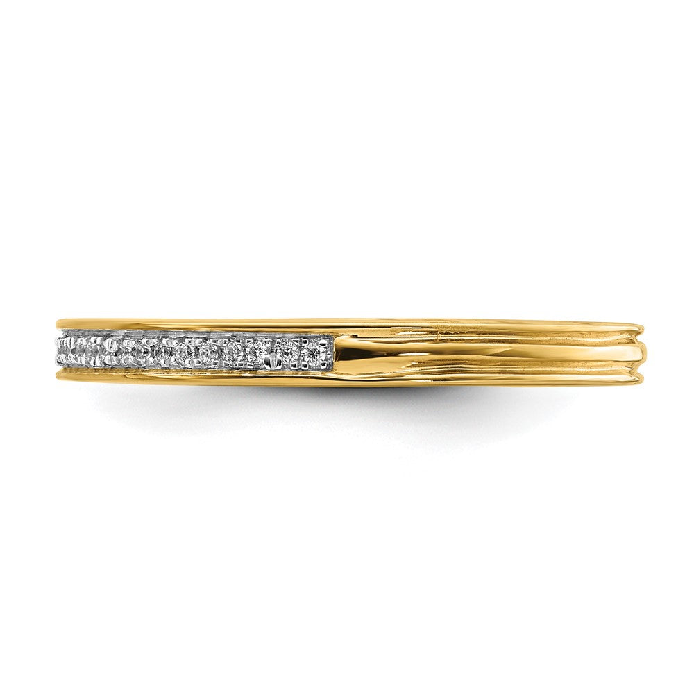 Alternate view of the 2.25mm 14k Yellow Gold 1/10 Ctw Diamond Stackable Band by The Black Bow Jewelry Co.