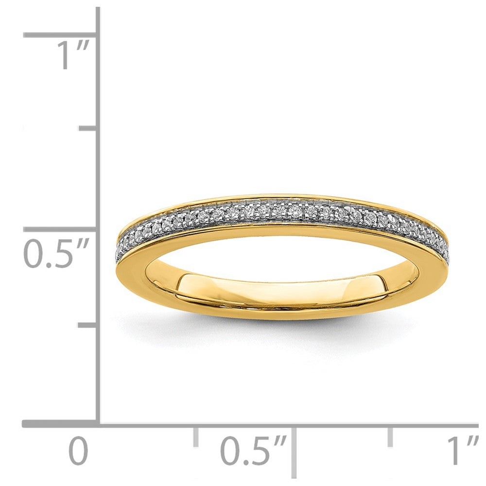Alternate view of the 2.25mm 14k Yellow Gold 1/10 Ctw Diamond Stackable Band by The Black Bow Jewelry Co.