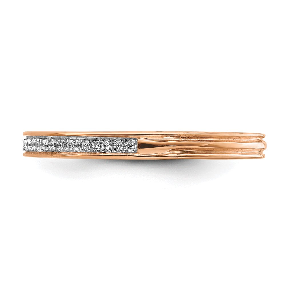 Alternate view of the 2.25mm 14k Rose Gold 1/10 Ctw Diamond Stackable Band by The Black Bow Jewelry Co.