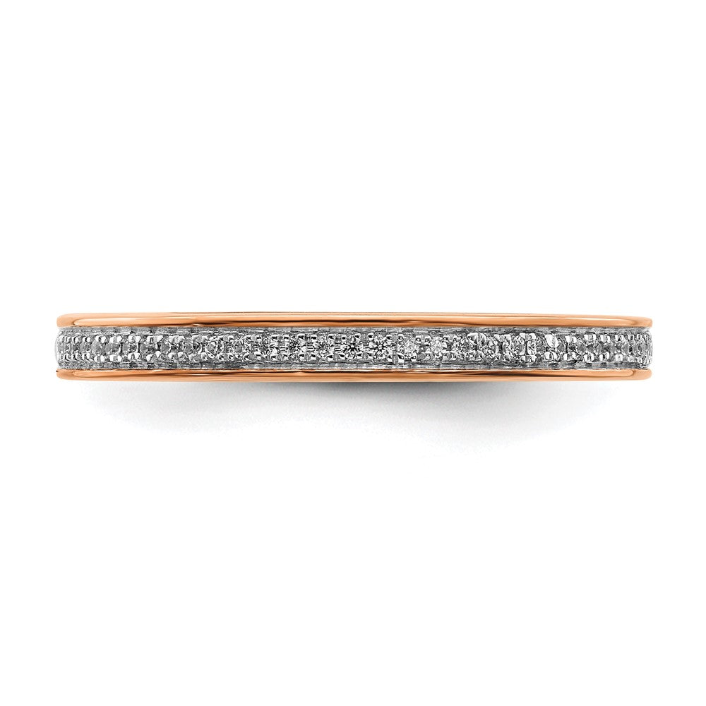 Alternate view of the 2.25mm 14k Rose Gold 1/10 Ctw Diamond Stackable Band by The Black Bow Jewelry Co.