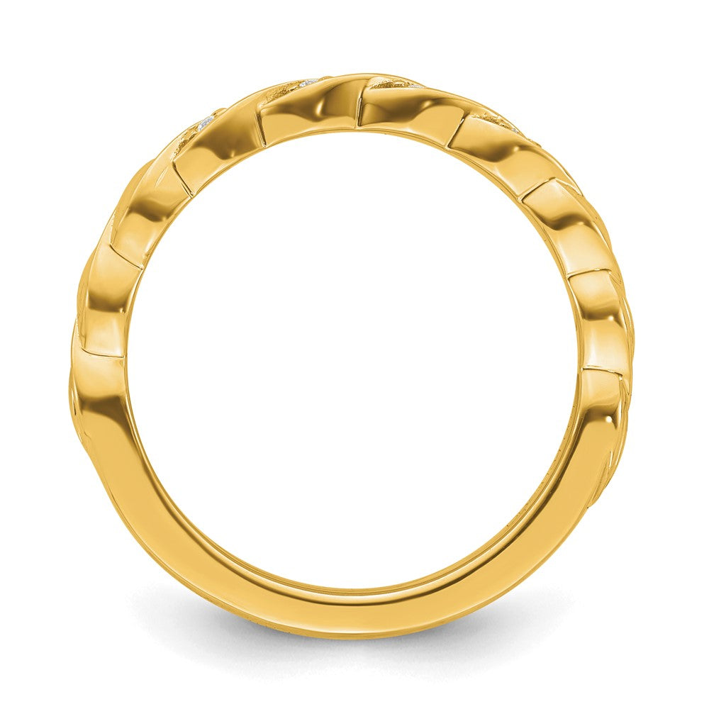 Alternate view of the 2.5mm 14k Yellow Gold .04 Ctw Diamond Stackable Twist Band by The Black Bow Jewelry Co.