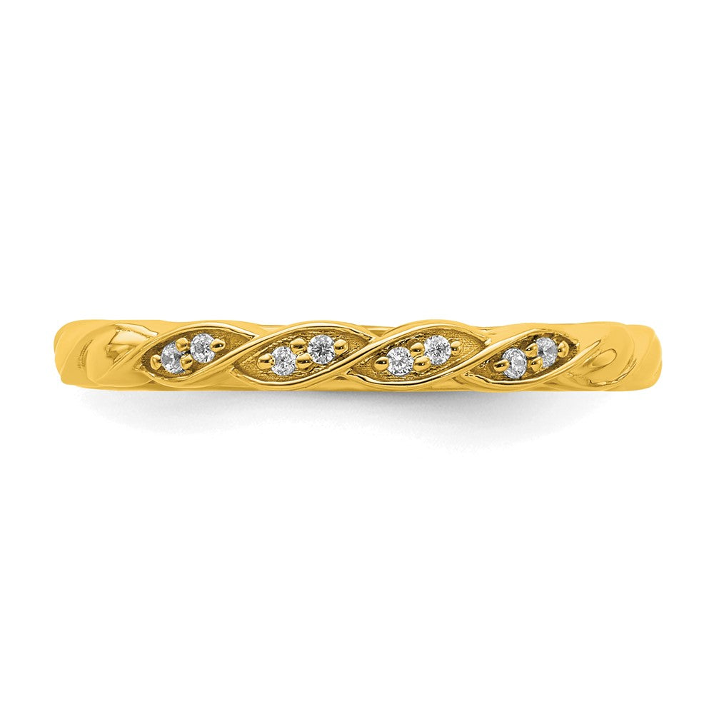 Alternate view of the 2.5mm 14k Yellow Gold .04 Ctw Diamond Stackable Twist Band by The Black Bow Jewelry Co.
