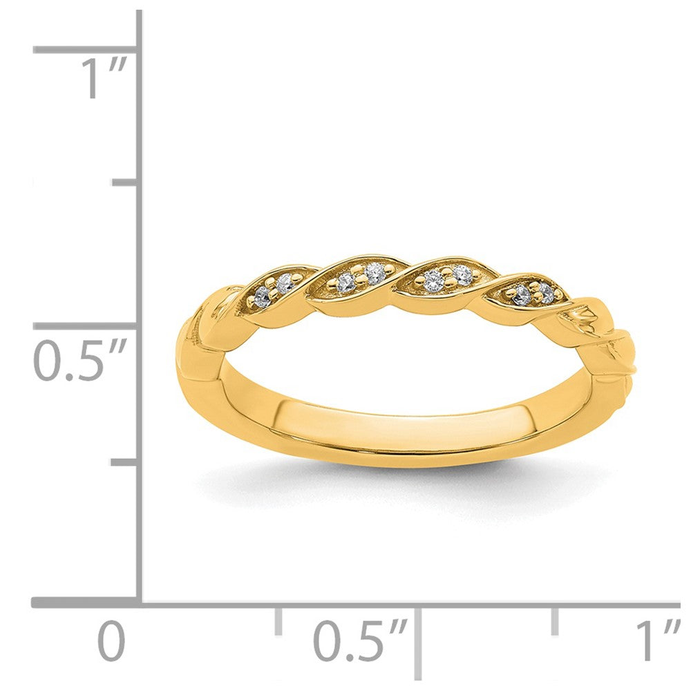 Alternate view of the 2.5mm 14k Yellow Gold .04 Ctw Diamond Stackable Twist Band, Size 5 by The Black Bow Jewelry Co.