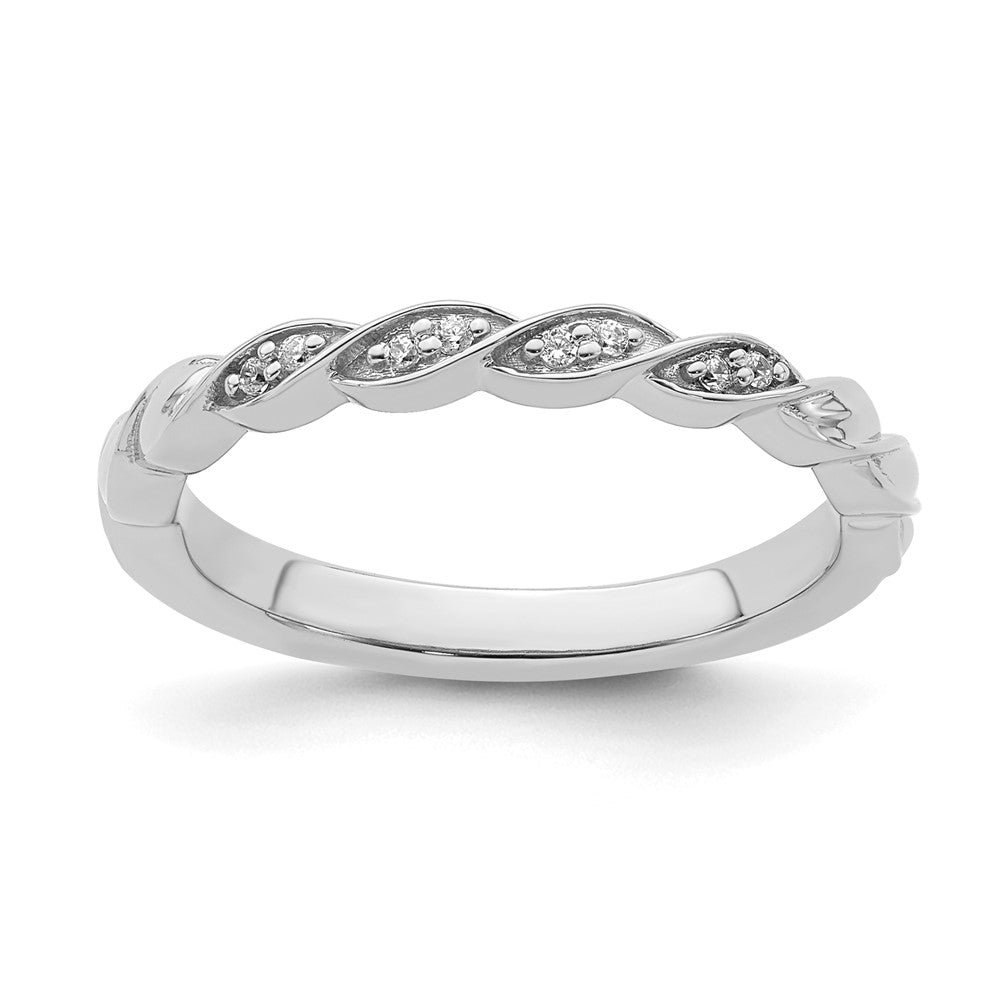 2.5mm 14k White Gold .04 Ctw Diamond Stackable Twist Band, Item R11414 by The Black Bow Jewelry Co.