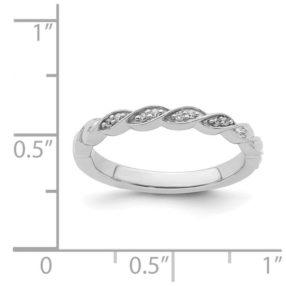 Alternate view of the 2.5mm 14k White Gold .04 Ctw Diamond Stackable Twist Band by The Black Bow Jewelry Co.