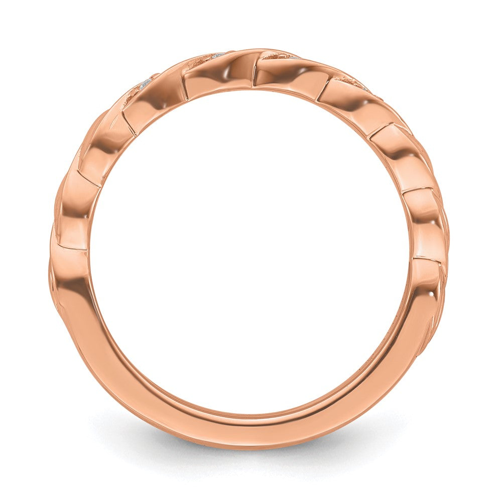 Alternate view of the 2.5mm 14k Rose Gold .04 Ctw Diamond Stackable Twist Band by The Black Bow Jewelry Co.