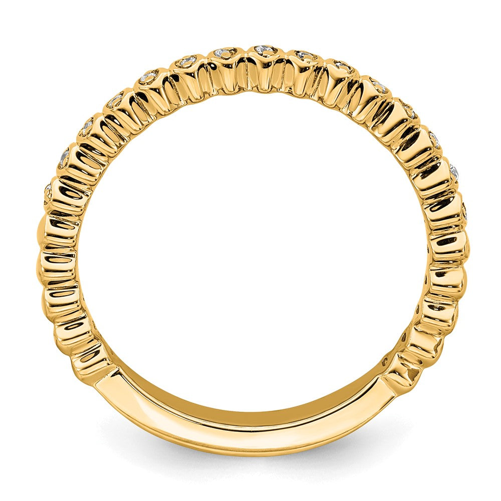 Alternate view of the 2.25mm 14k Yellow Gold 1/20 Ctw Diamond Stackable Band by The Black Bow Jewelry Co.