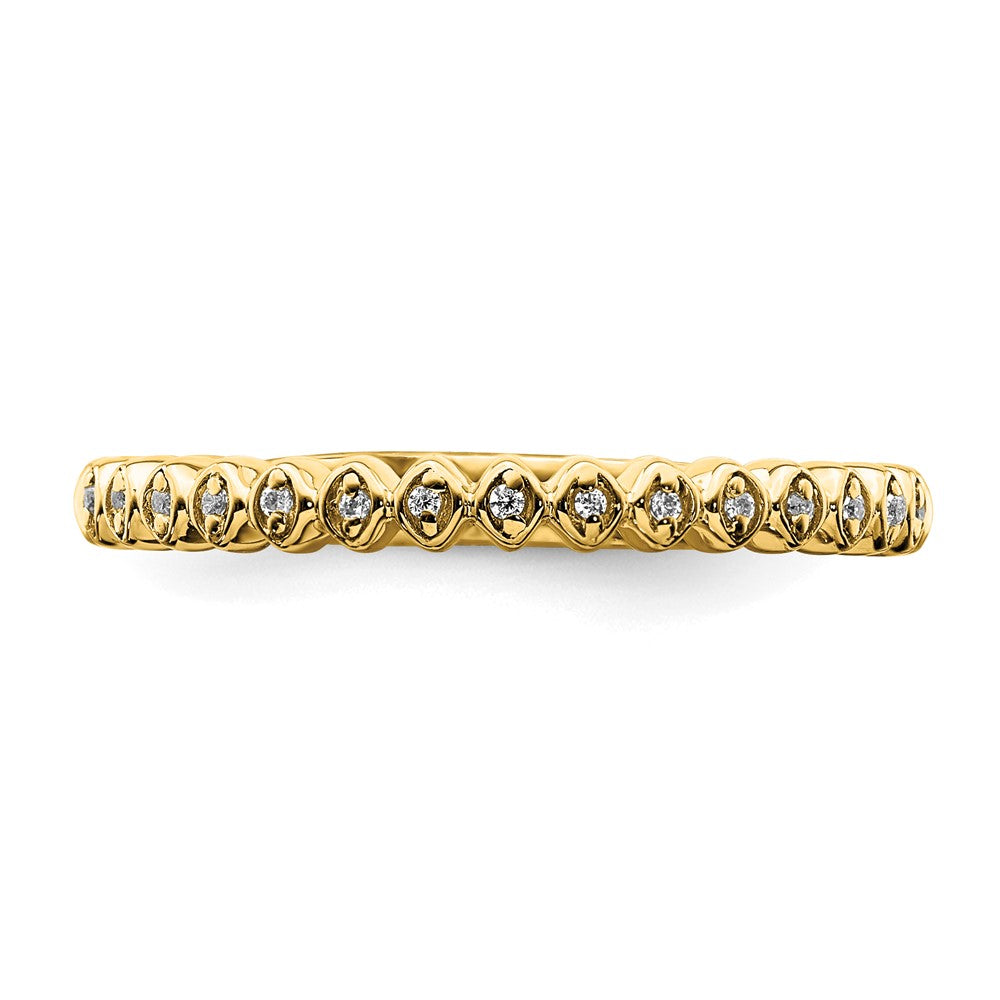 Alternate view of the 2.25mm 14k Yellow Gold 1/20 Ctw Diamond Stackable Band by The Black Bow Jewelry Co.