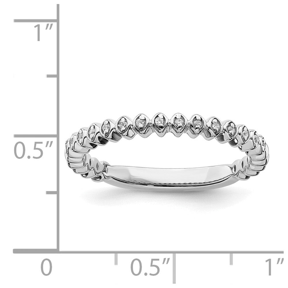 Alternate view of the 2.25mm 14k White Gold 1/20 Ctw Diamond Stackable Band by The Black Bow Jewelry Co.
