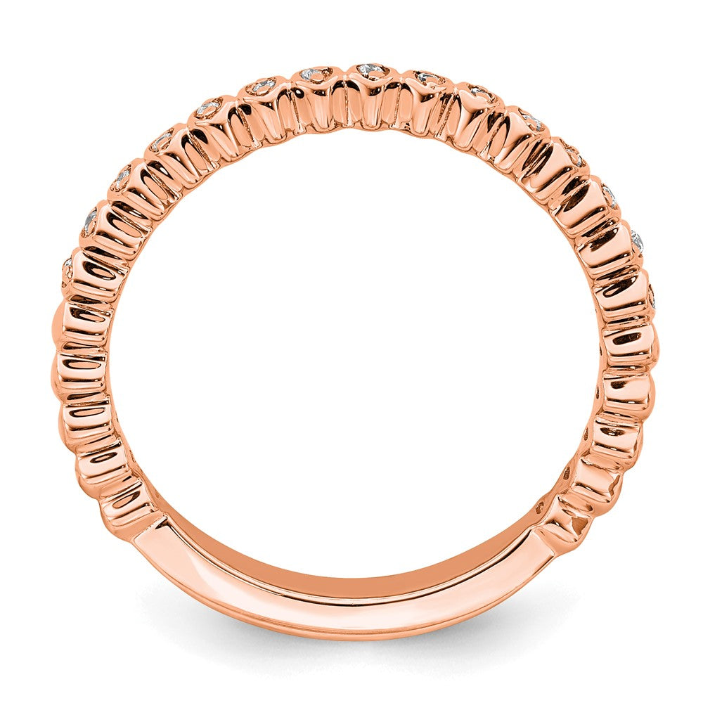 Alternate view of the 2.25mm 14k Rose Gold 1/20 Ctw Diamond Stackable Band by The Black Bow Jewelry Co.