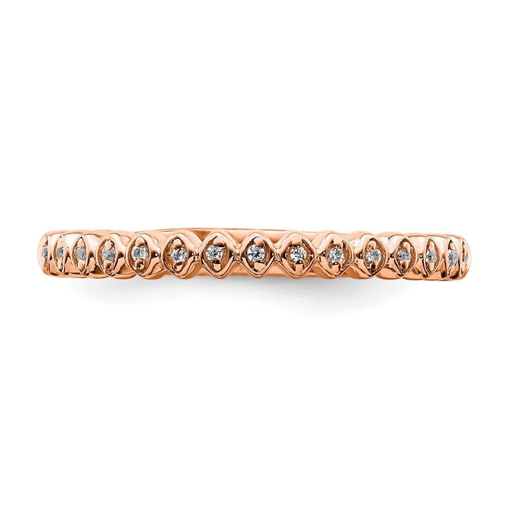 Alternate view of the 2.25mm 14k Rose Gold 1/20 Ctw Diamond Stackable Band by The Black Bow Jewelry Co.