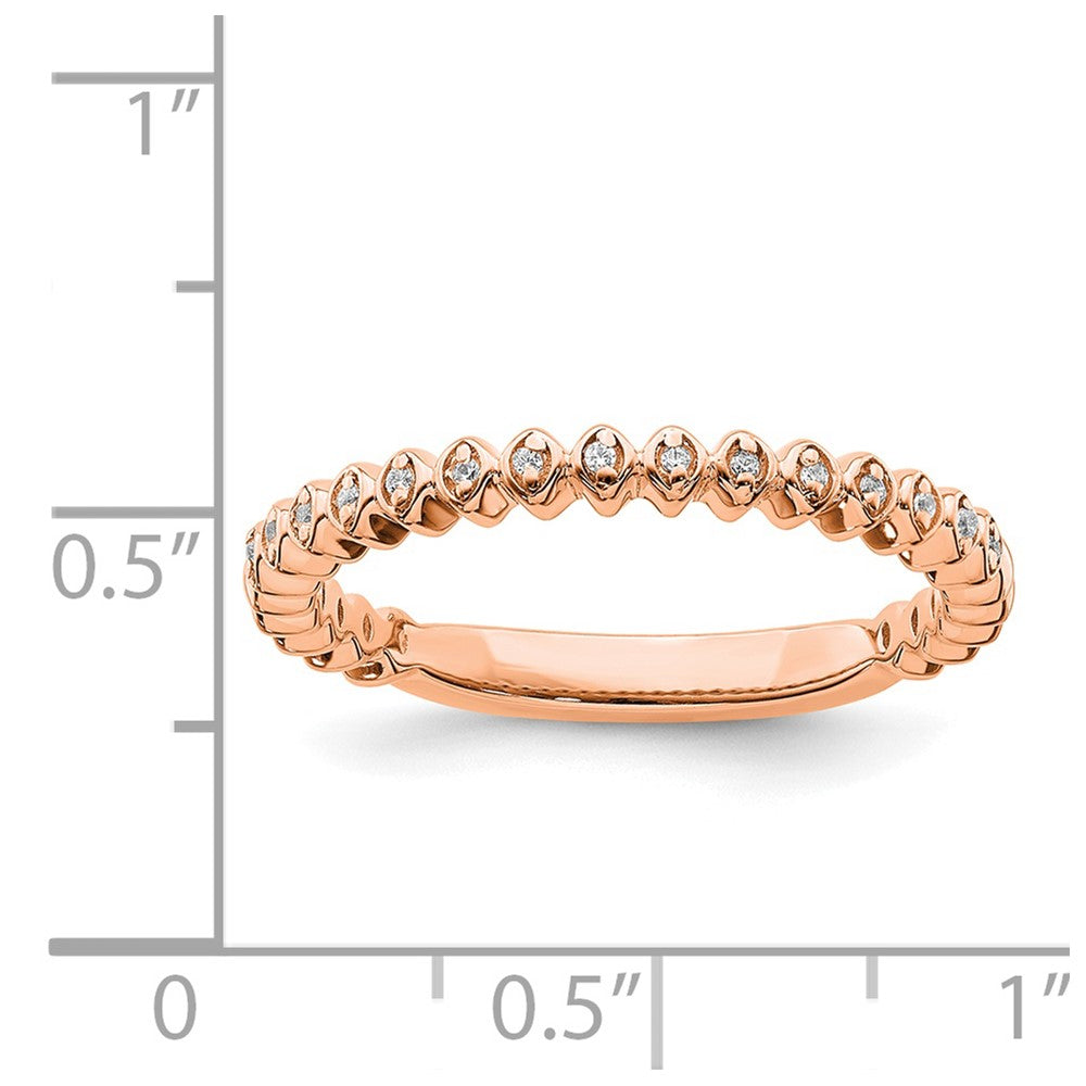 Alternate view of the 2.25mm 14k Rose Gold 1/20 Ctw Diamond Stackable Band by The Black Bow Jewelry Co.