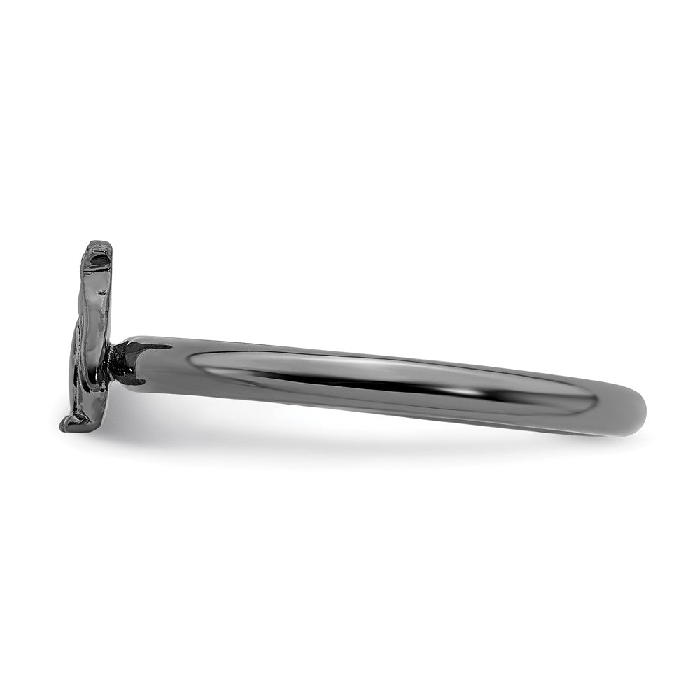 Alternate view of the Black Plated Sterling Silver Stackable Penguin Ring by The Black Bow Jewelry Co.
