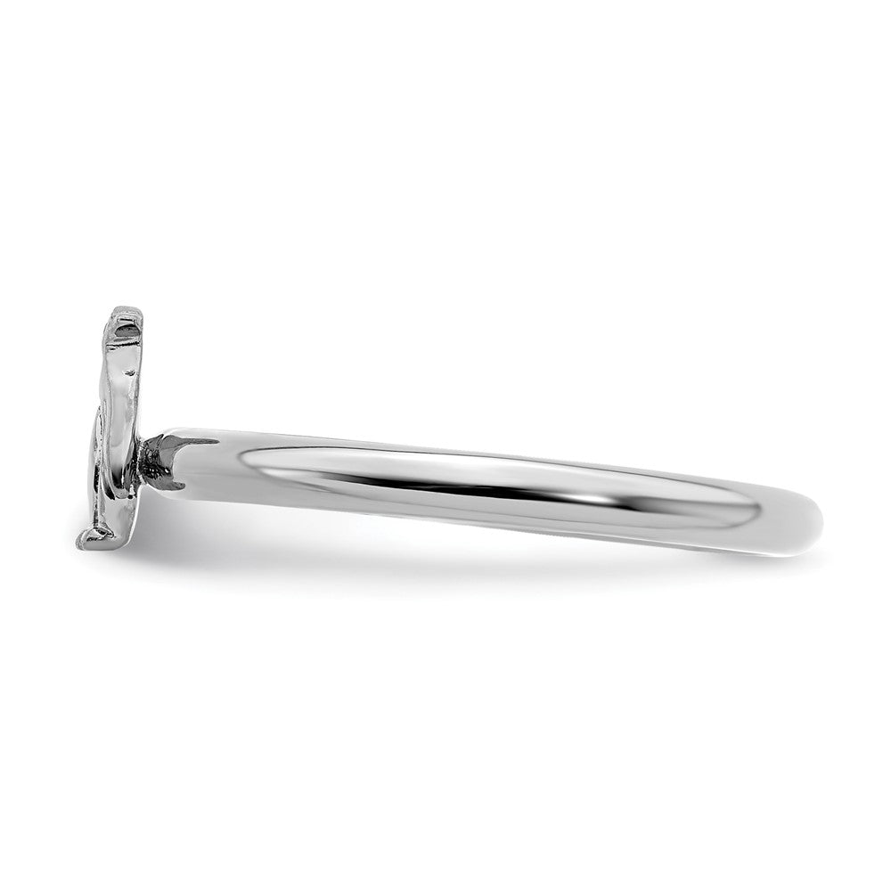 Alternate view of the Rhodium Plated Sterling Silver Stackable Penguin Ring, Size 5 by The Black Bow Jewelry Co.