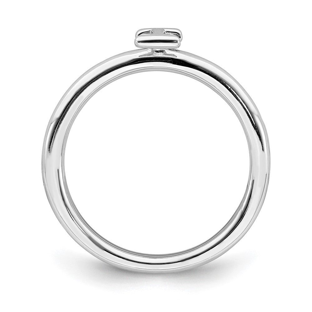 Alternate view of the Rhodium Plated Sterling Silver Stackable Letter I Ring by The Black Bow Jewelry Co.