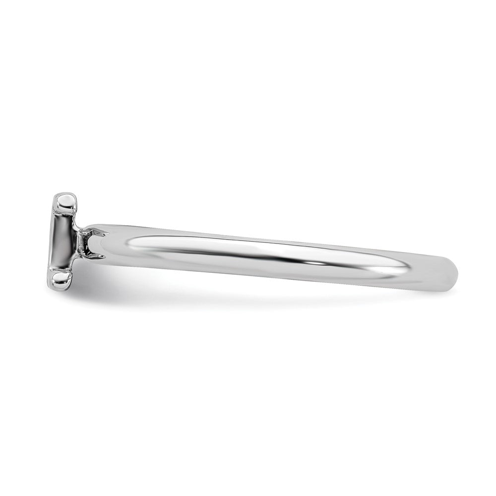 Alternate view of the Rhodium Plated Sterling Silver Stackable Letter I Ring by The Black Bow Jewelry Co.
