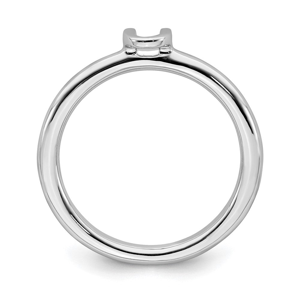 Alternate view of the Rhodium Plated Sterling Silver Stackable Letter U Ring by The Black Bow Jewelry Co.