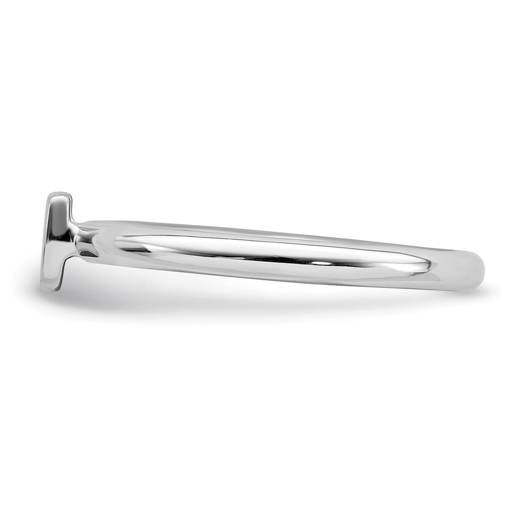 Alternate view of the Rhodium Plated Sterling Silver Stackable Letter U Ring by The Black Bow Jewelry Co.
