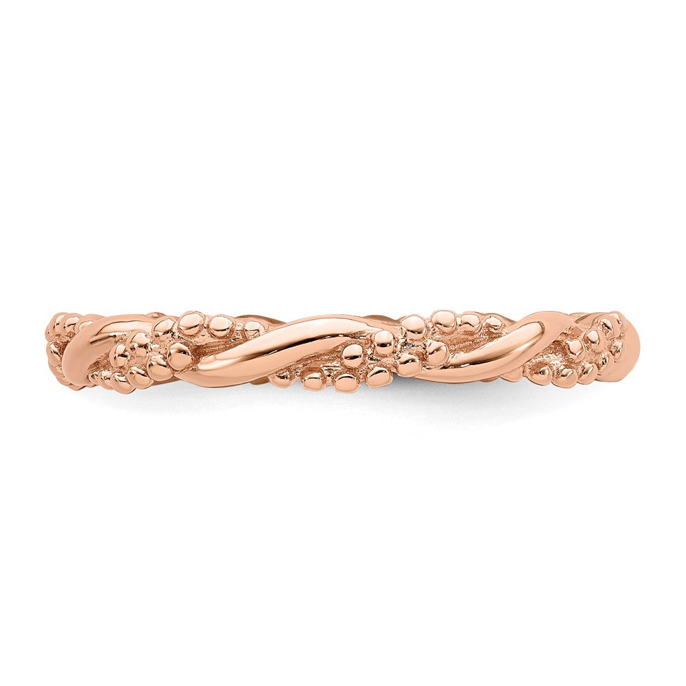 Alternate view of the 2.25mm Sterling Silver 14k Rose Gold Plated Stackable Twist Band by The Black Bow Jewelry Co.