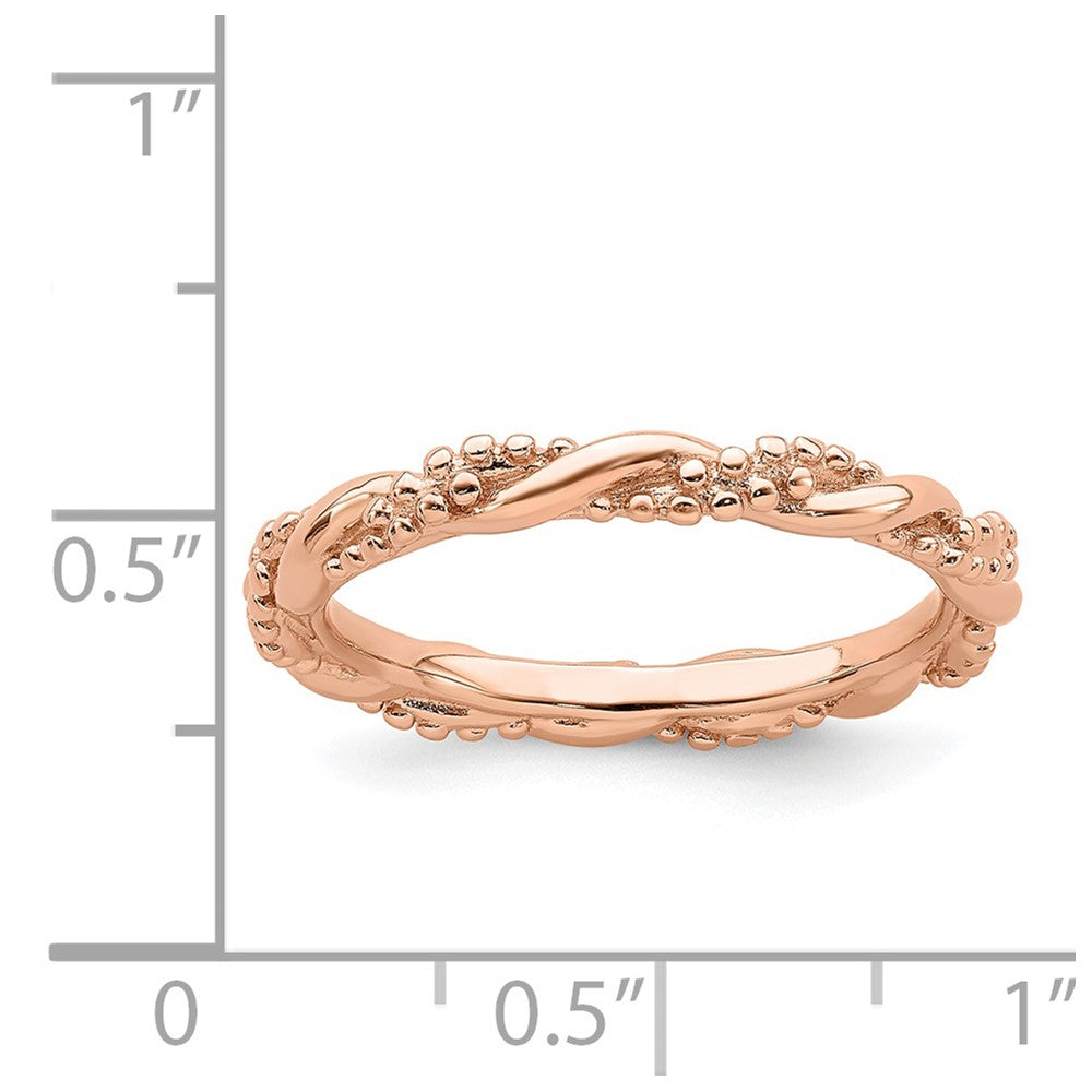 Alternate view of the 2.25mm Sterling Silver 14k Rose Gold Plated Stackable Twist Band by The Black Bow Jewelry Co.